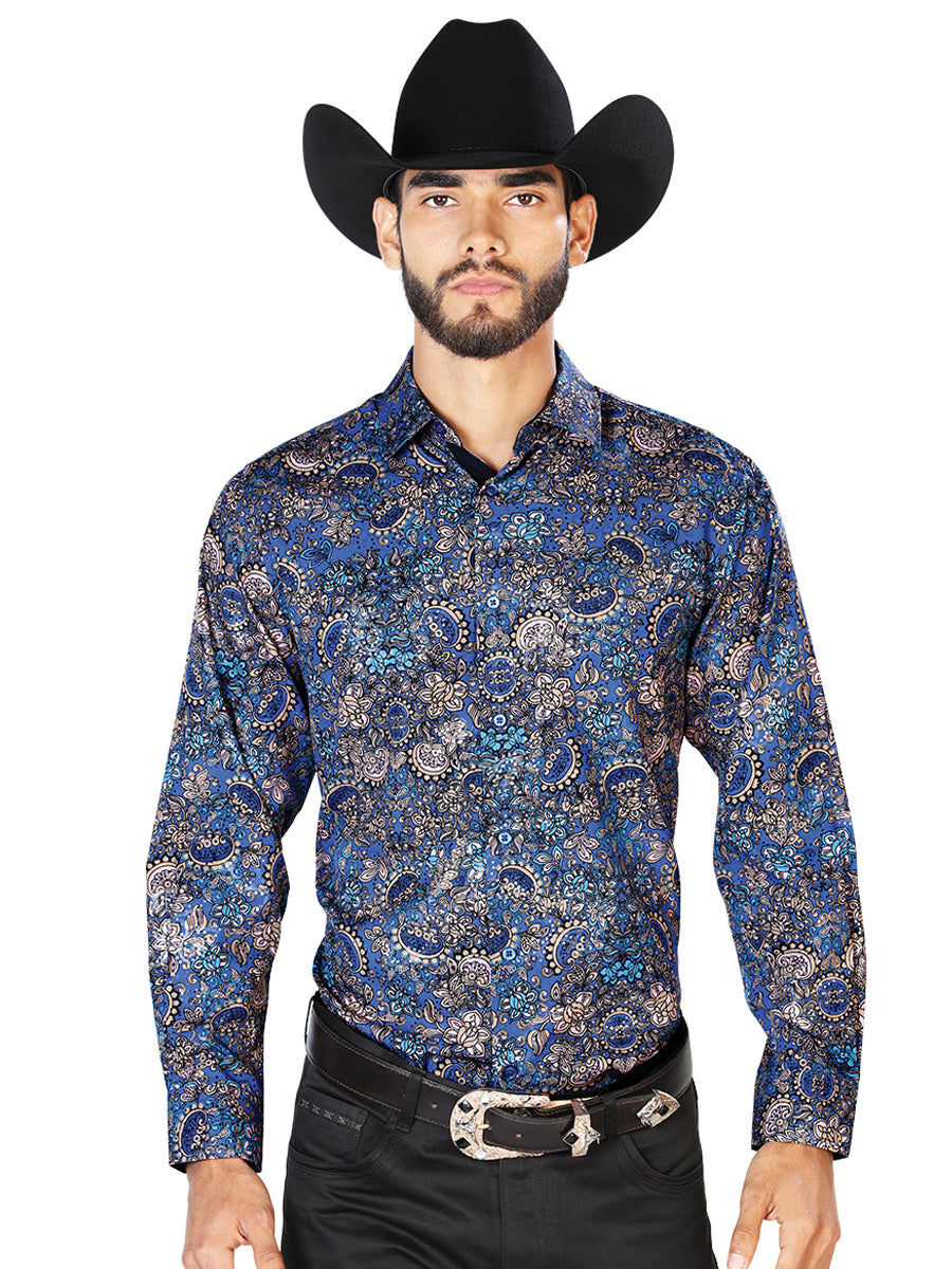 Navy Blue Casual Long Sleeve Shirt 43860