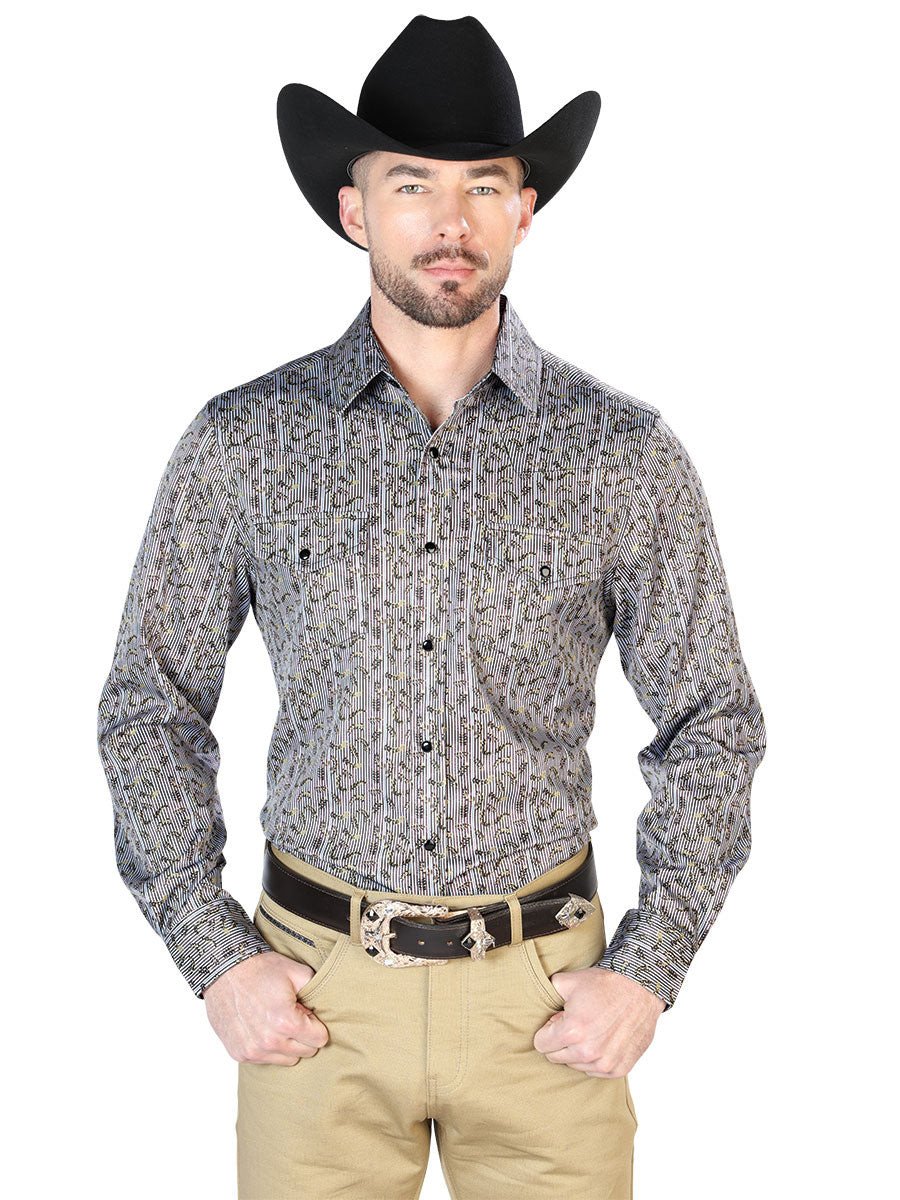Gray Casual Long Sleeve Shirt 43931