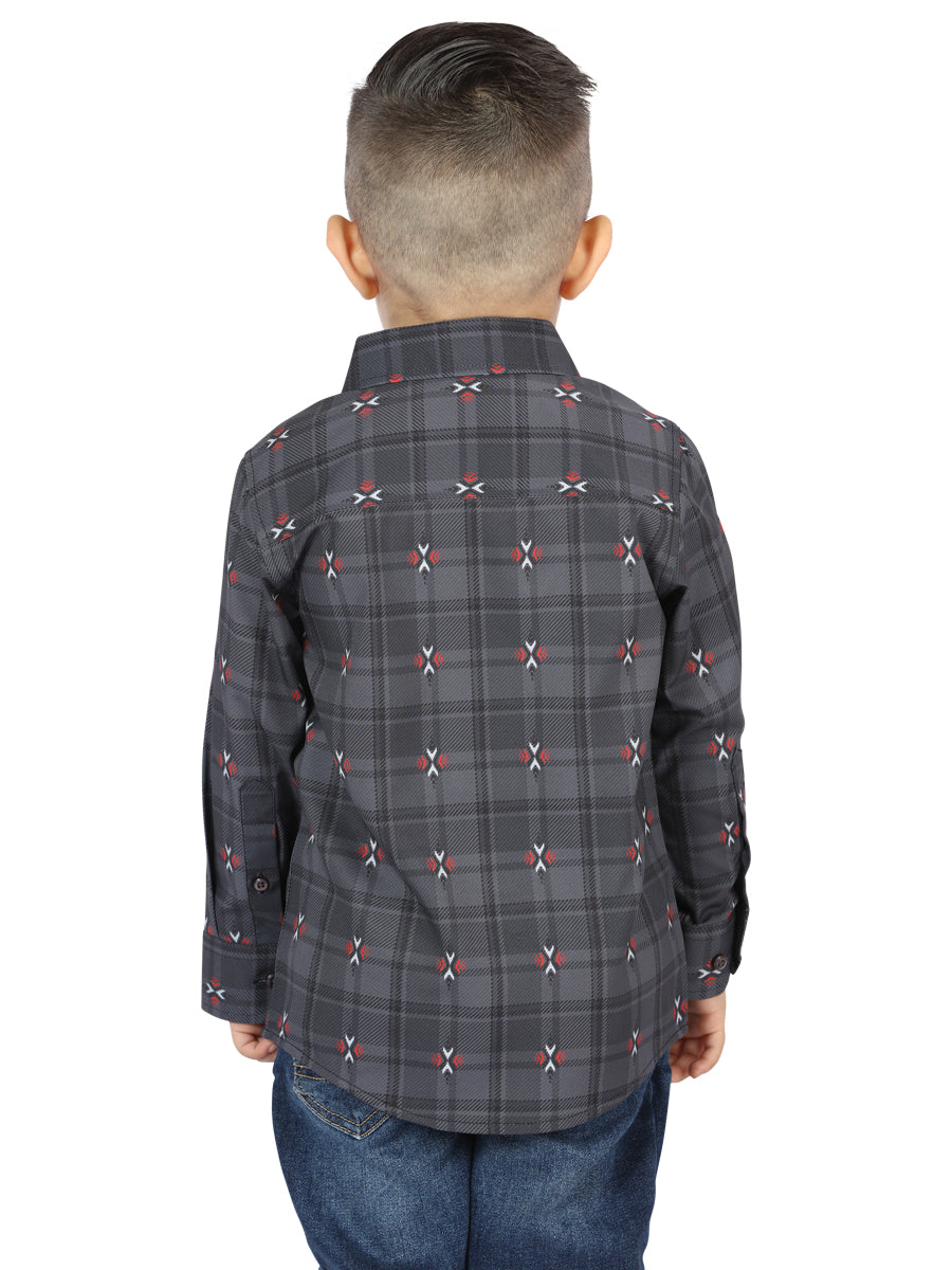 El General Gray/Brown Casual Long-Sleeve Shirt 44742