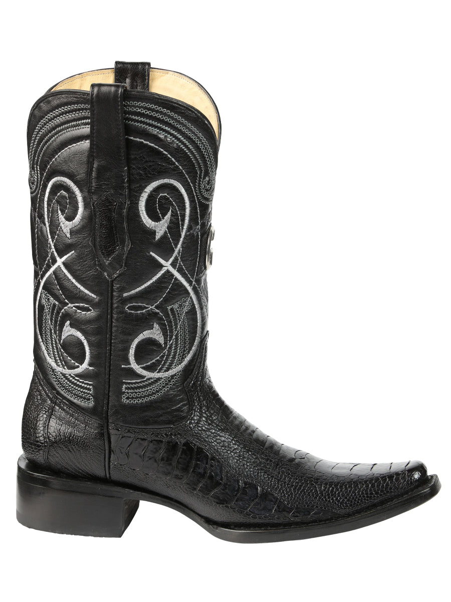 El General Men's Exotic Ostrich Leg Cowboy Boots - Black 45067