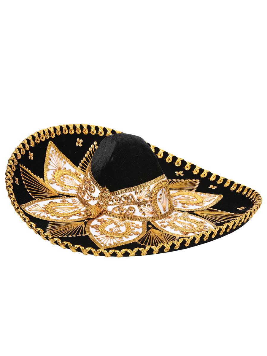 Mexican Charro Hat Velvet Black/Gold 600212