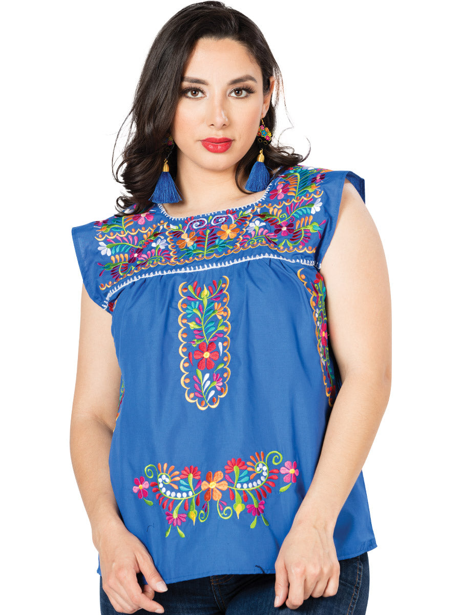 Artisanal Embroidered Blouse 50% Cotton, %50 Polyester White  601310