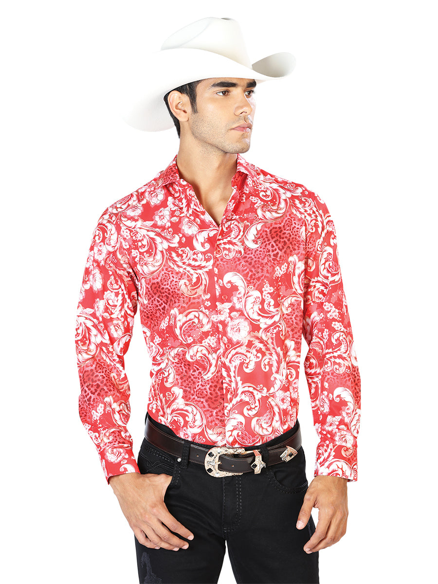 Red Casual Long Sleeve Shirt 43583
