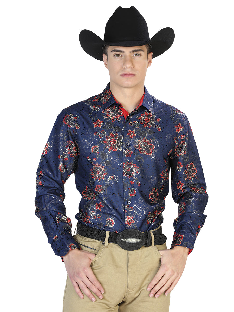 Navy Blue  Casual Long Sleeve Shirt 43808