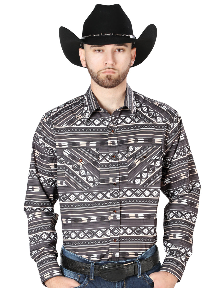 Brown Long Sleeve Cowboy Shirt 44217