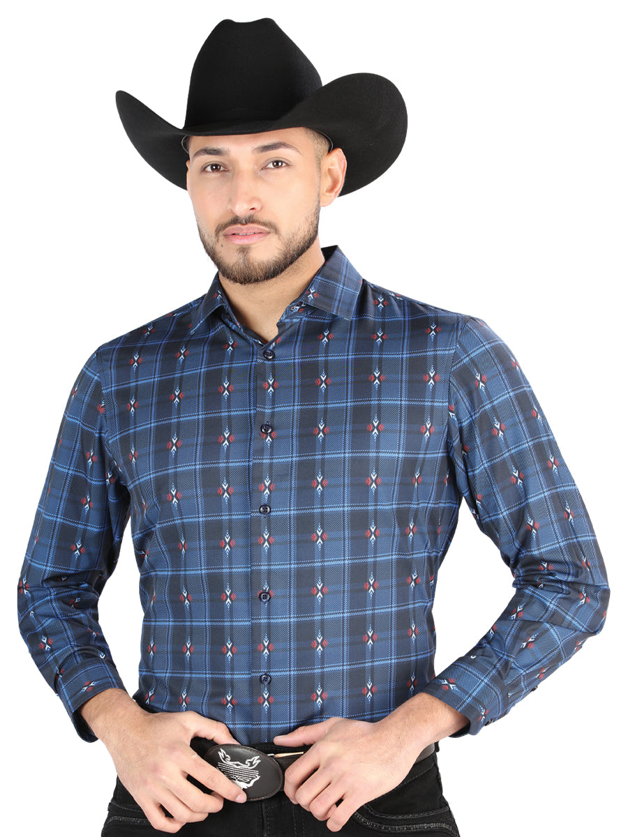 El General - Casual Long Sleeve Shirt - Black/Brown 44704