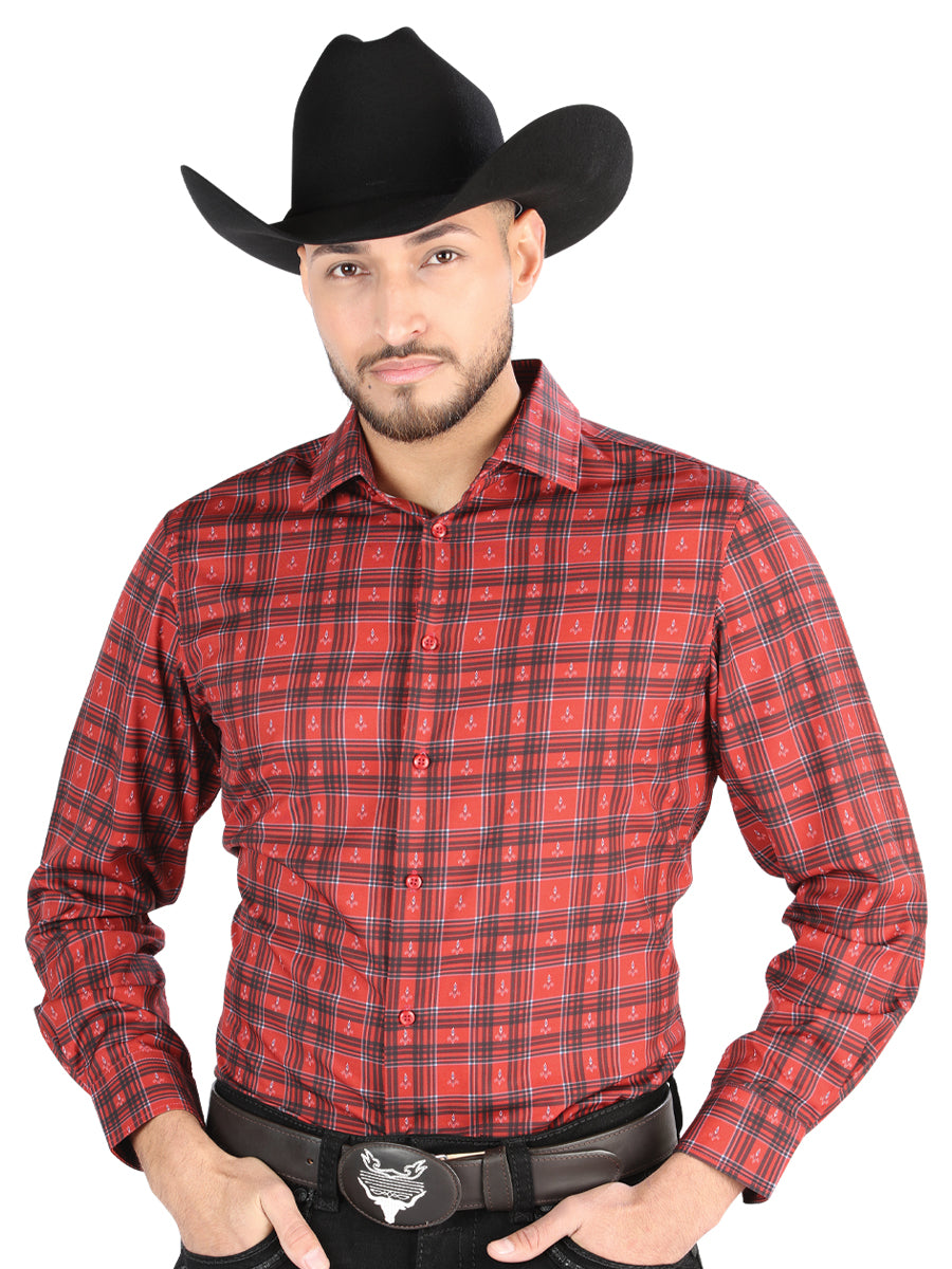 El General - Casual Long Sleeve Shirt - Red/Black 44705