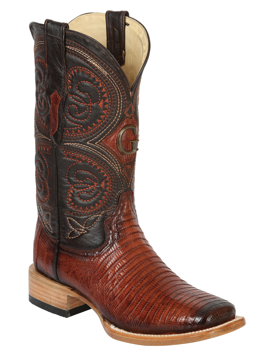 El General Men's Exotic Lizard Rodeo Cowboy Boots - Cognac 45071