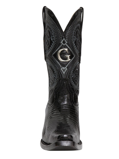 El General Men's Exotic Lizard Cowboy Boots - Black 45072