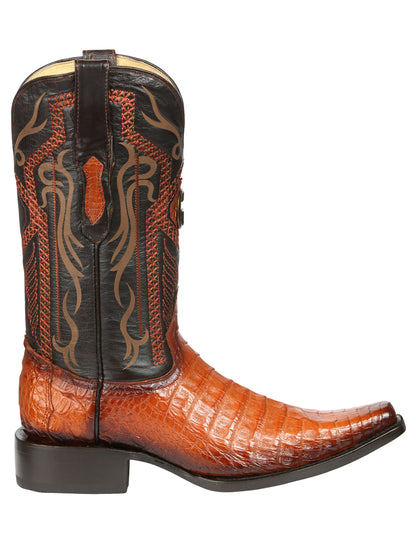 El General Men's Exotic Caiman Belly Cowboy Boots - Cognac 45080