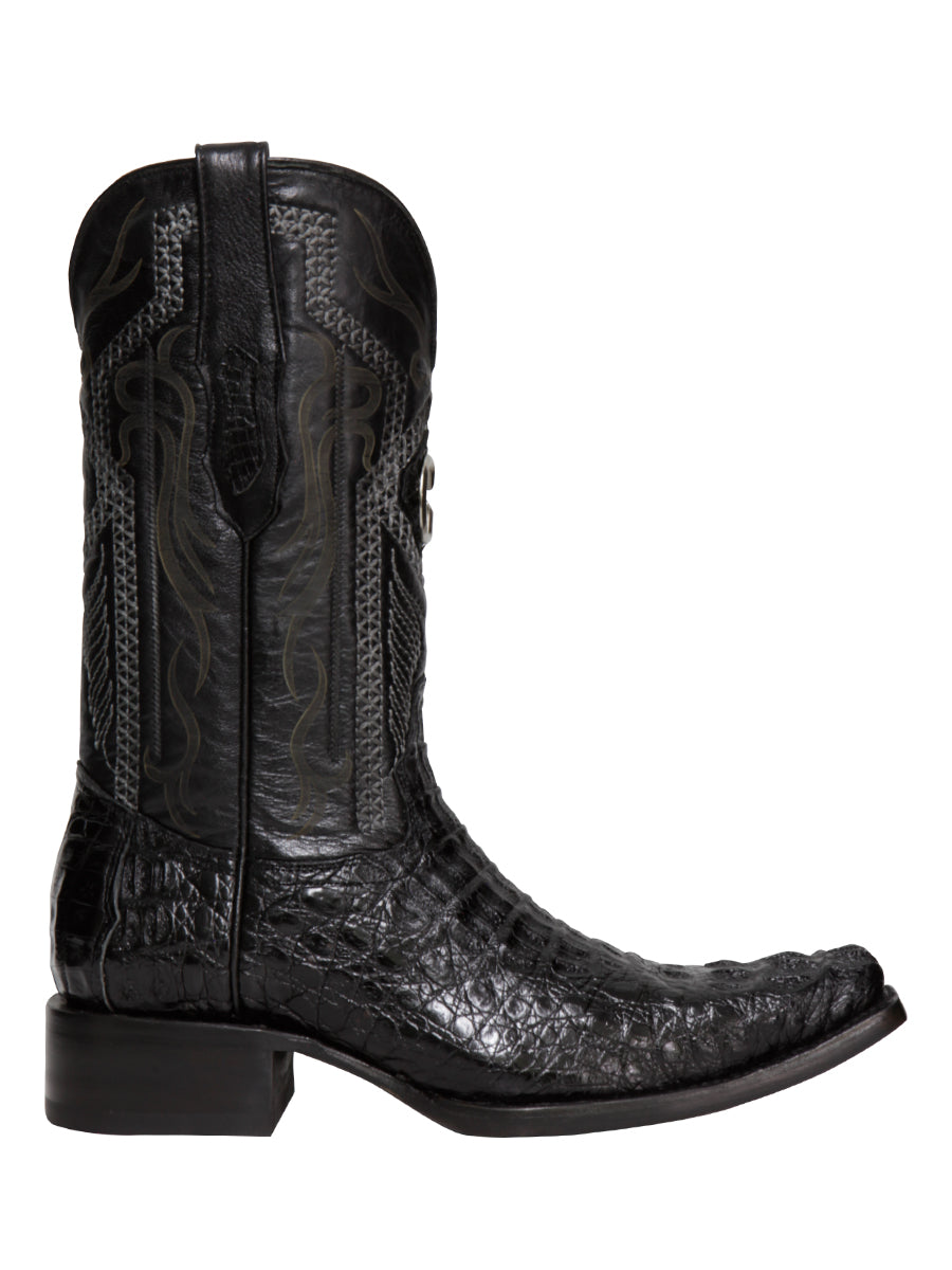El General Men's Exotic Caiman Nuca Cowboy Boots - Black 45081