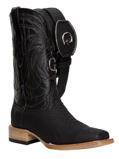 El General Men's Exotic Python Rodeo Boots - Black 45089