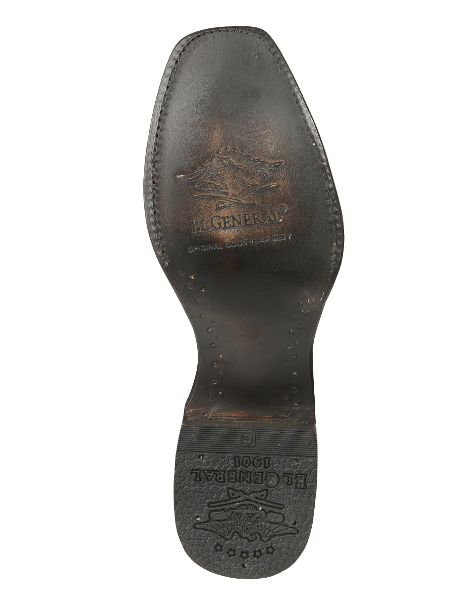 El General Men's Exotic Ostrich Leather Cowboy Boots - Cognac 45517