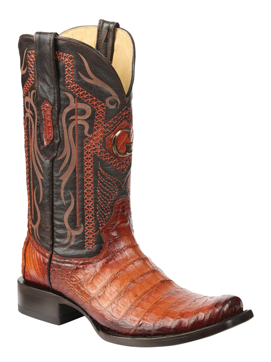 El General Men's Exotic Caiman Belly Cowboy Boots - Cognac 45520