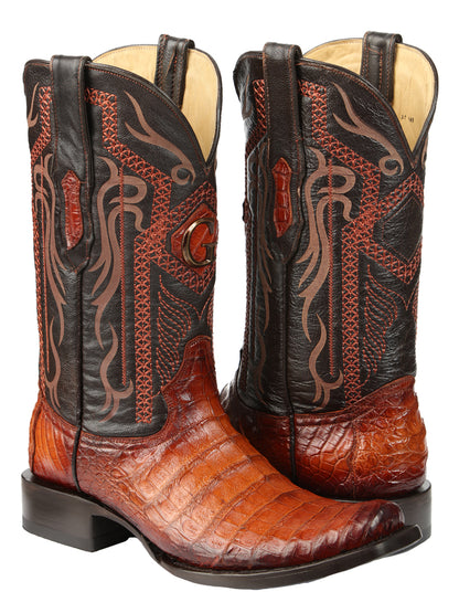 El General Men's Exotic Caiman Belly Cowboy Boots - Cognac 45520