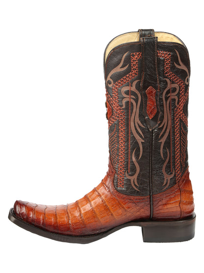 El General Men's Exotic Caiman Belly Cowboy Boots - Cognac 45520