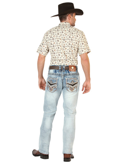 Centenario Men's Premium Denim Boot Cut Pants - Medium Blue 45533