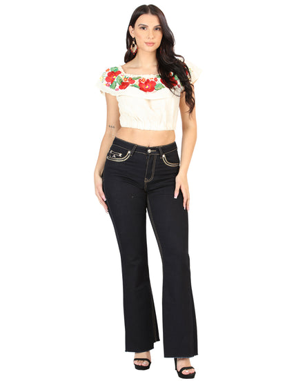 Centenario Women's Medium Blue Bootcut Denim Jeans 45544