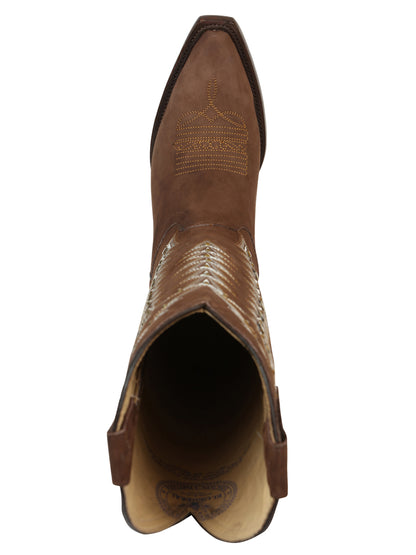 El General Women’s Embroidered Western Boots - Brown 45788