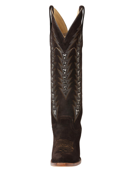 El General Women’s Embroidered Western Boots - Dark Brown  45789