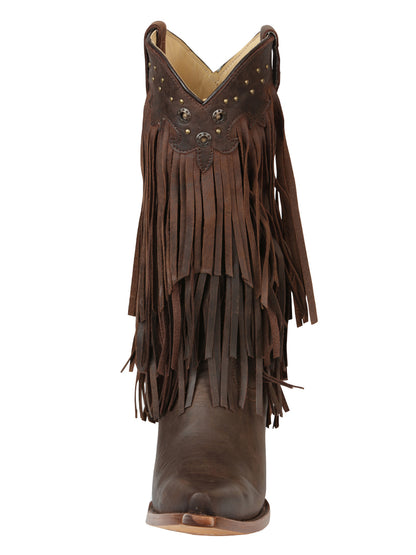 El General Women’s Fringe Western Boots - Choco 45795