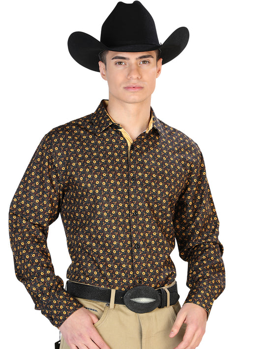 Black And Brown Casual Long Sleeve Western Cowboy Shirt 126262