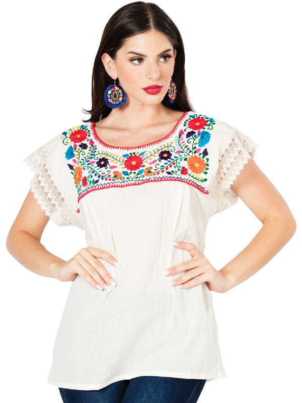Artisanal Embroidered Blouse 100% Cotton Black 603047 main image 1
